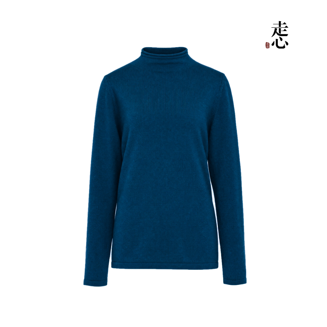 Luxury Blue 270g Pure Cashmere Sweater-26ZX2605
