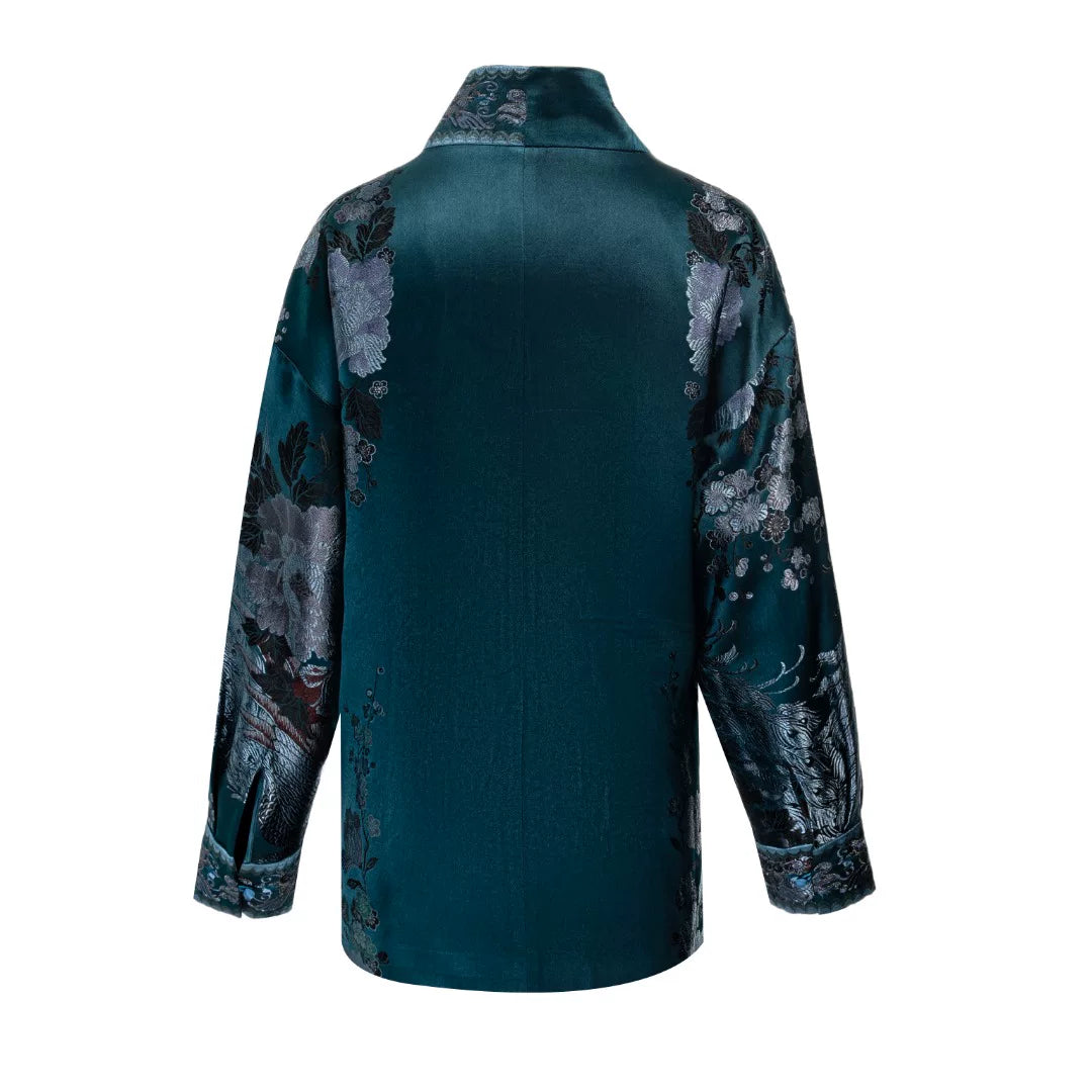 Luxury Blue Luoyue Silk Wrap Duster-26Z150M