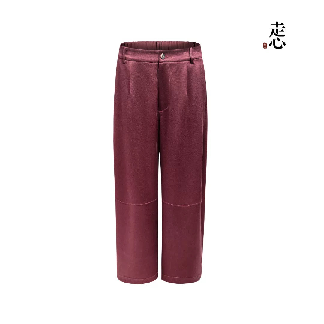 Luxury Carmine Heavy Silk Tailored Pants- 25Z76311049