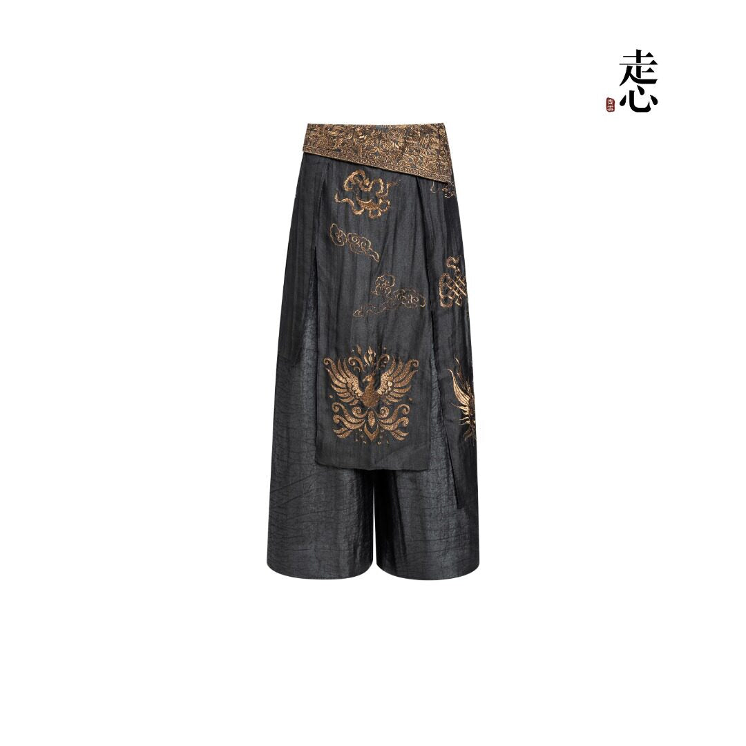 Luxury Phoenix Bronze Silk Wrap Pants-25ZW45F