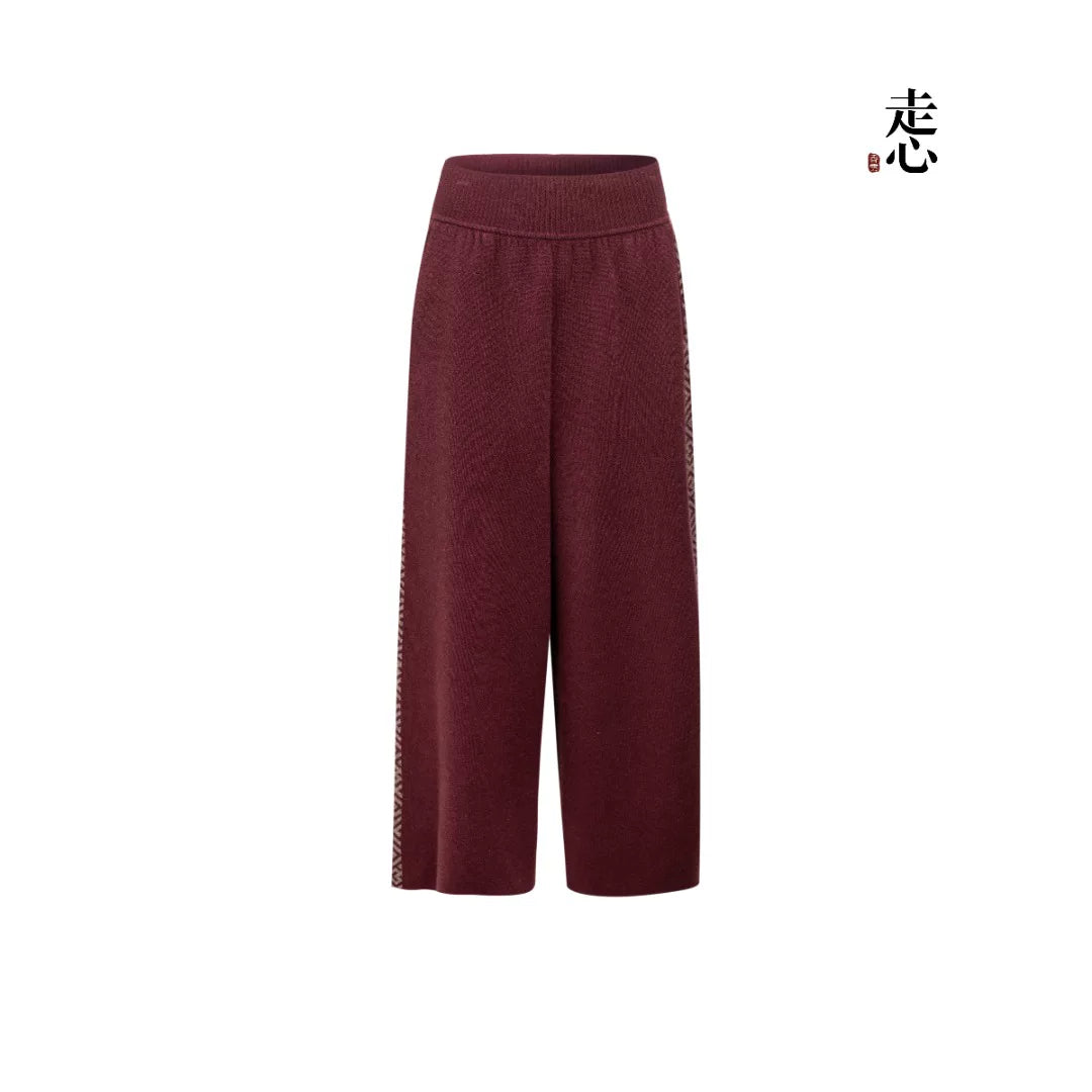 Luxury 840g Blue Wan Cashmere Wide Pants-25ZX2511-1