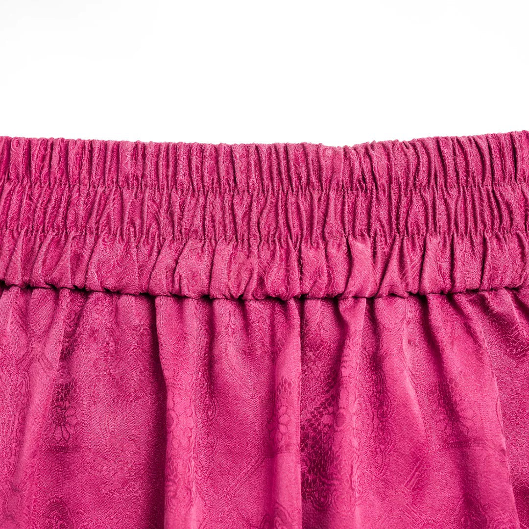 Luxury Emerald Silk Brocade Wrap Skirt-25ZW68F