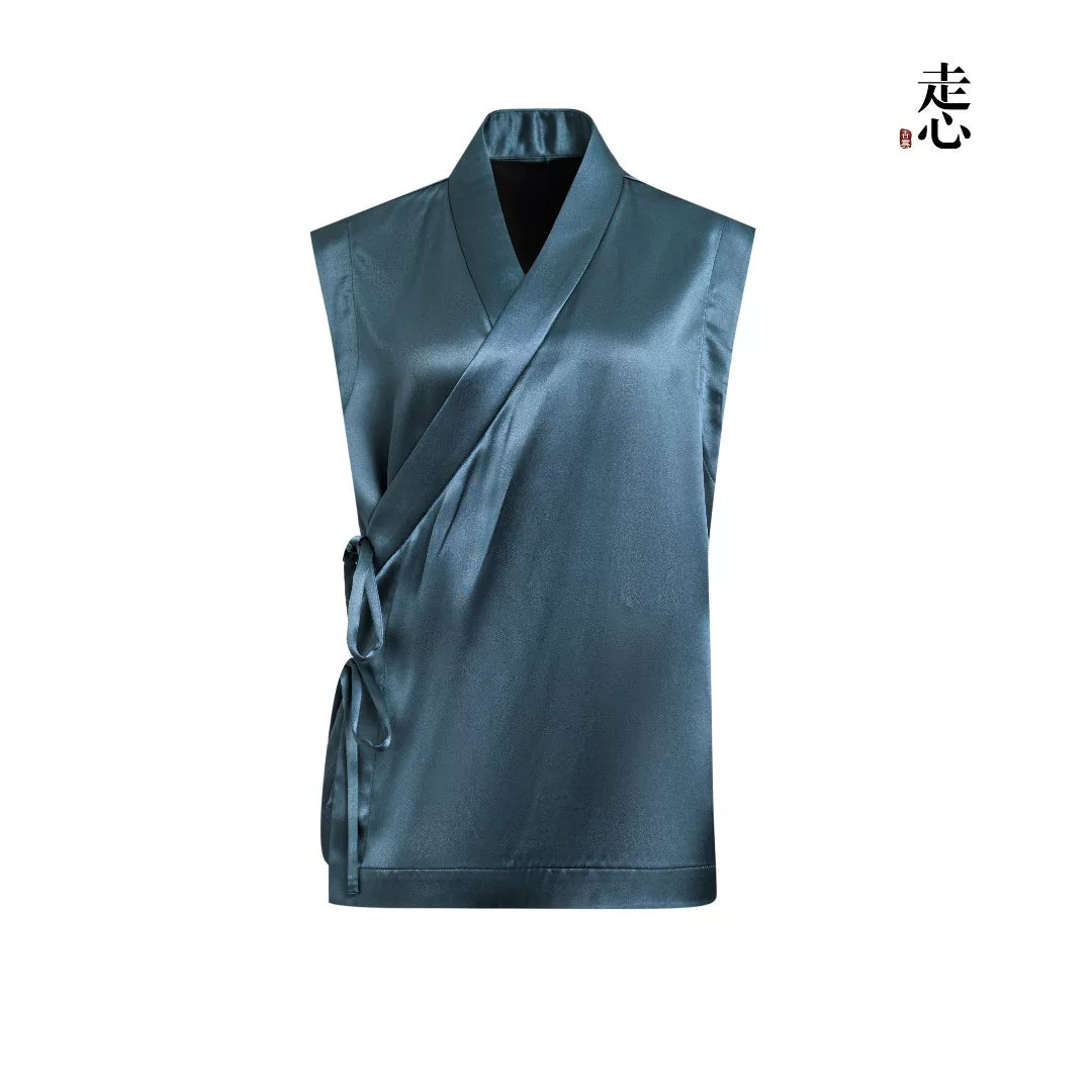 Luxury Heavy Silk Crossover Wrap Vest- 26Z76116689