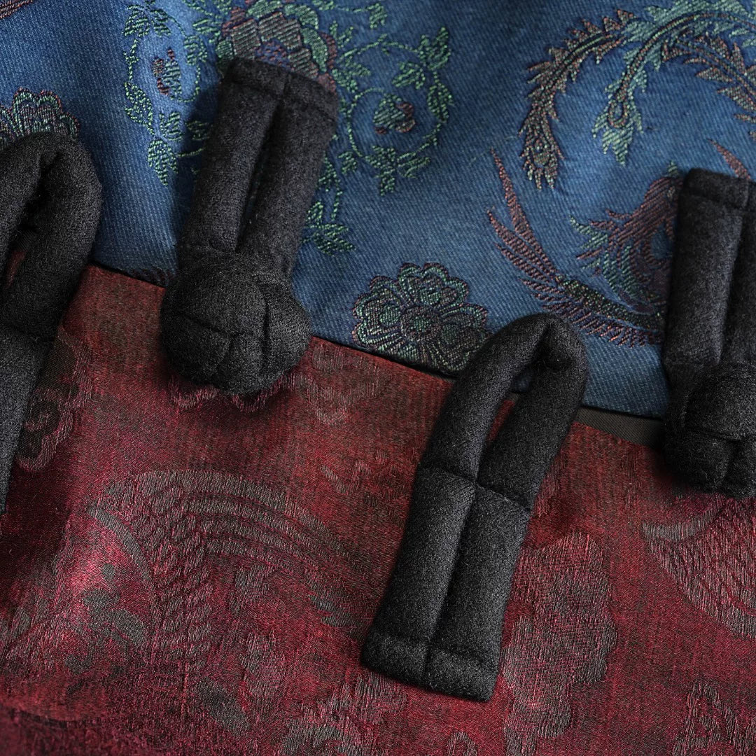 Luxury Blue Song Brocade Longline Vest-26Z26416959