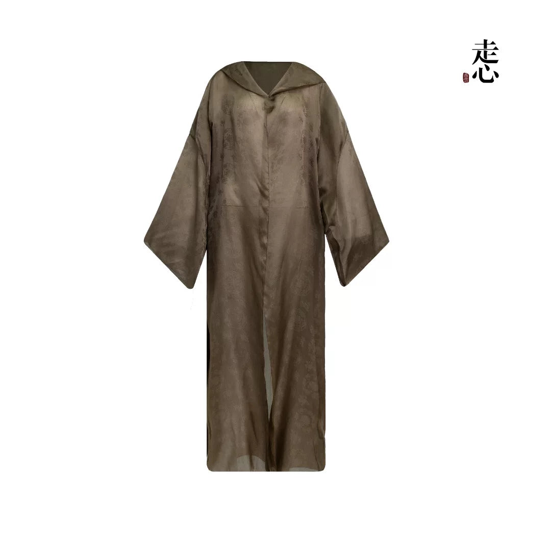 Luxury Hooded Silk Organza Duster Coat- 26Z2Y218229