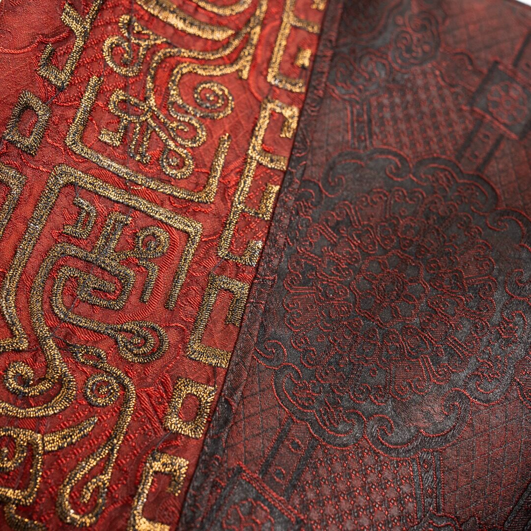 Luxury Silk Embroidered Kimono - Draped Gold Silk Wrap-25ZW35F