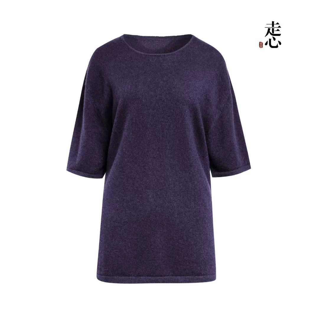 Luxury 240g Pure Cashmere Half Sleeve Top-26ZX2602-1