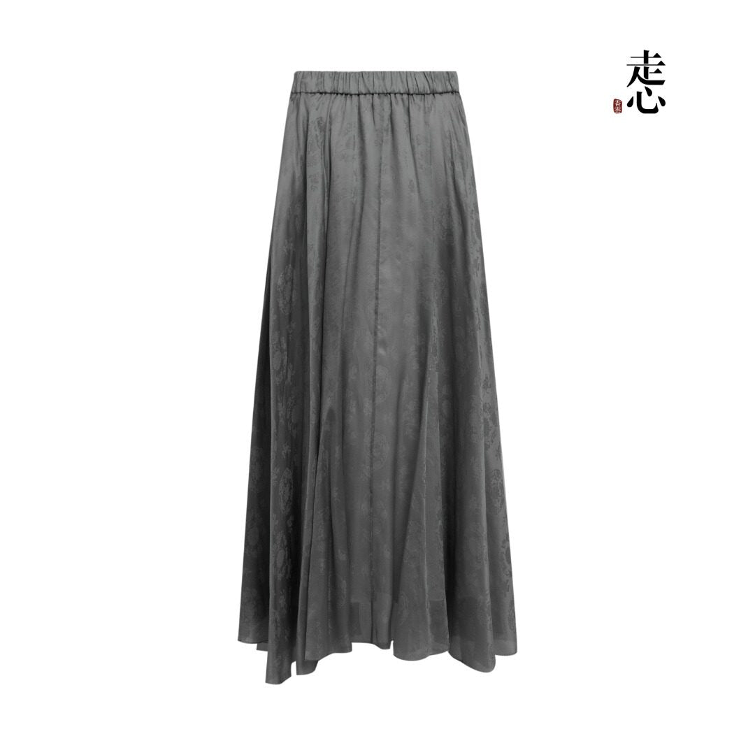 Luxury Silk Organza Jacquard Maxi Skirt- 26Z26214429