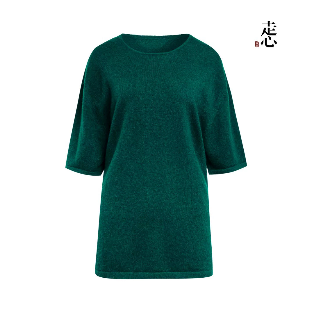 Luxury 240g Pure Cashmere Half Sleeve Top-26ZX2602-1