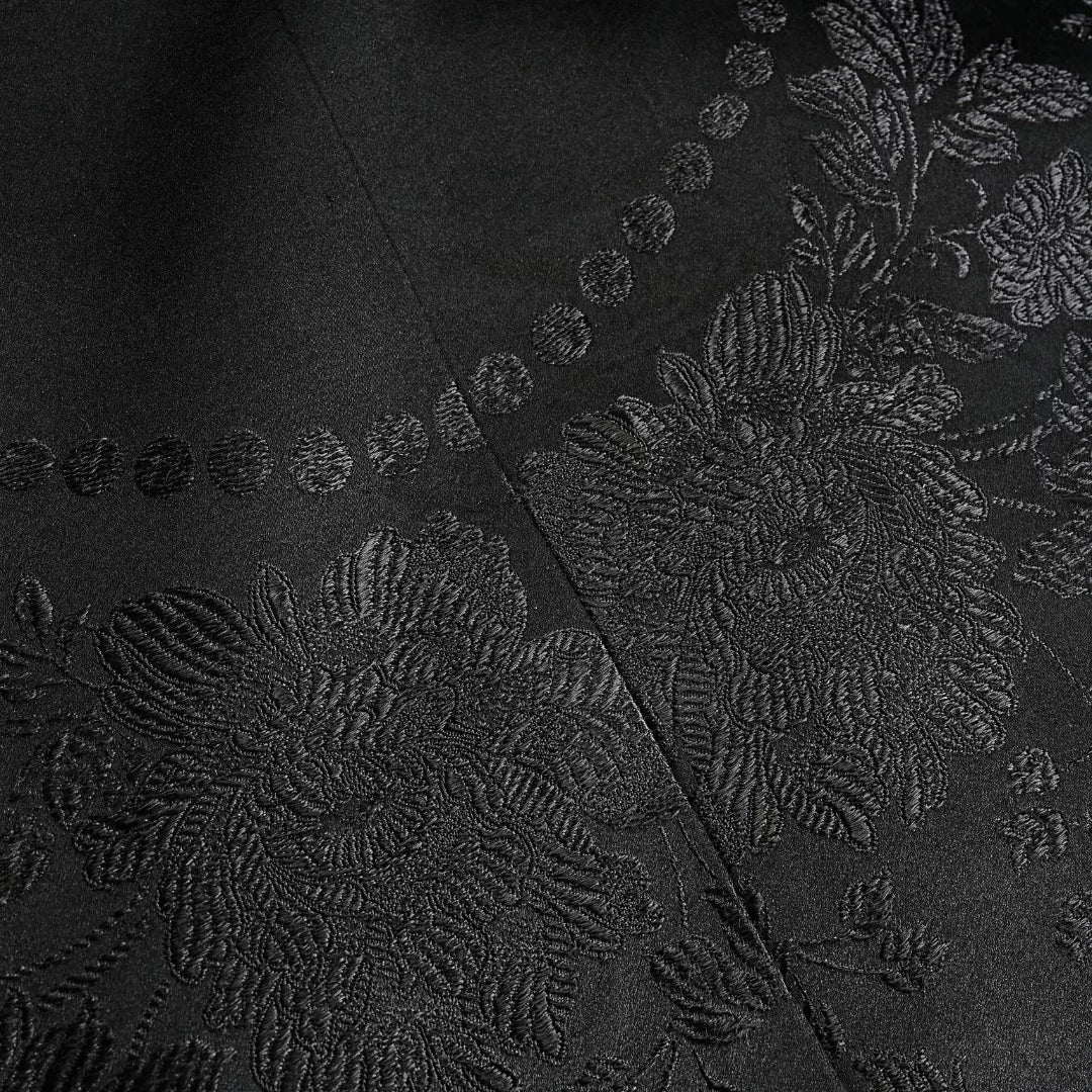 Luxury Black Luoyue Silk Mandarin Blazer-26Z148M