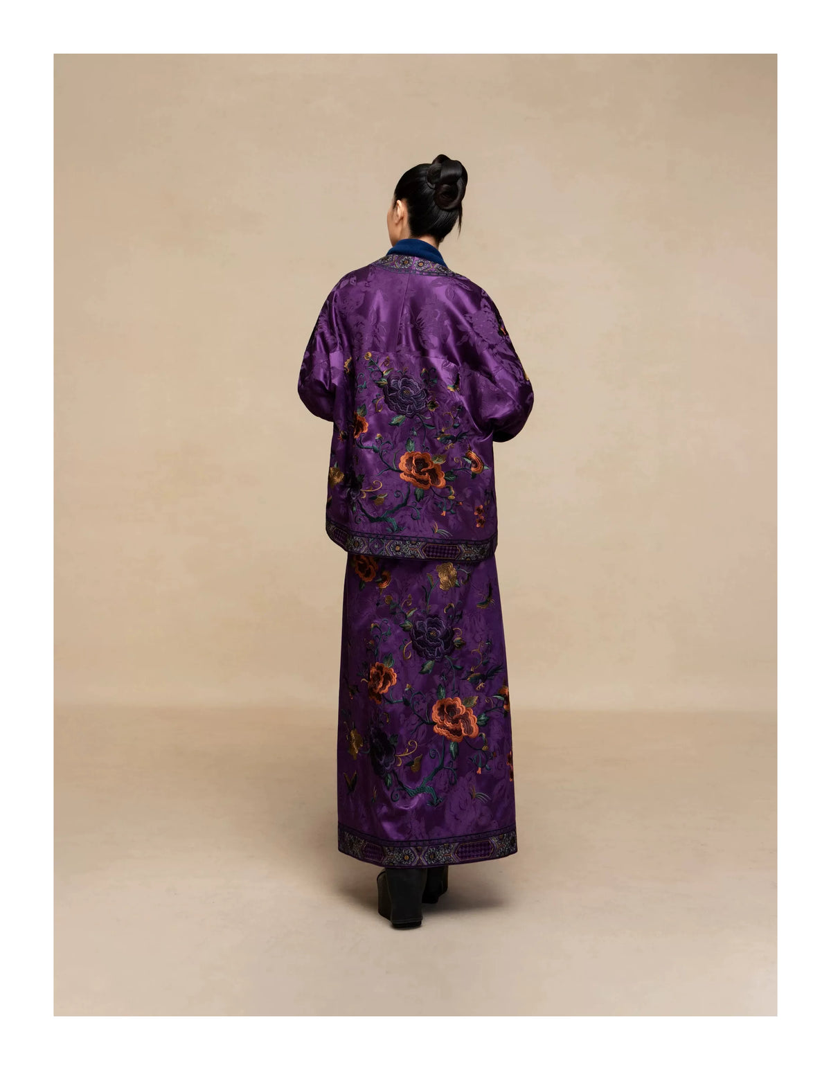 Luxury Imperial Violet Silk Maxi Skirt-25ZDQ6096