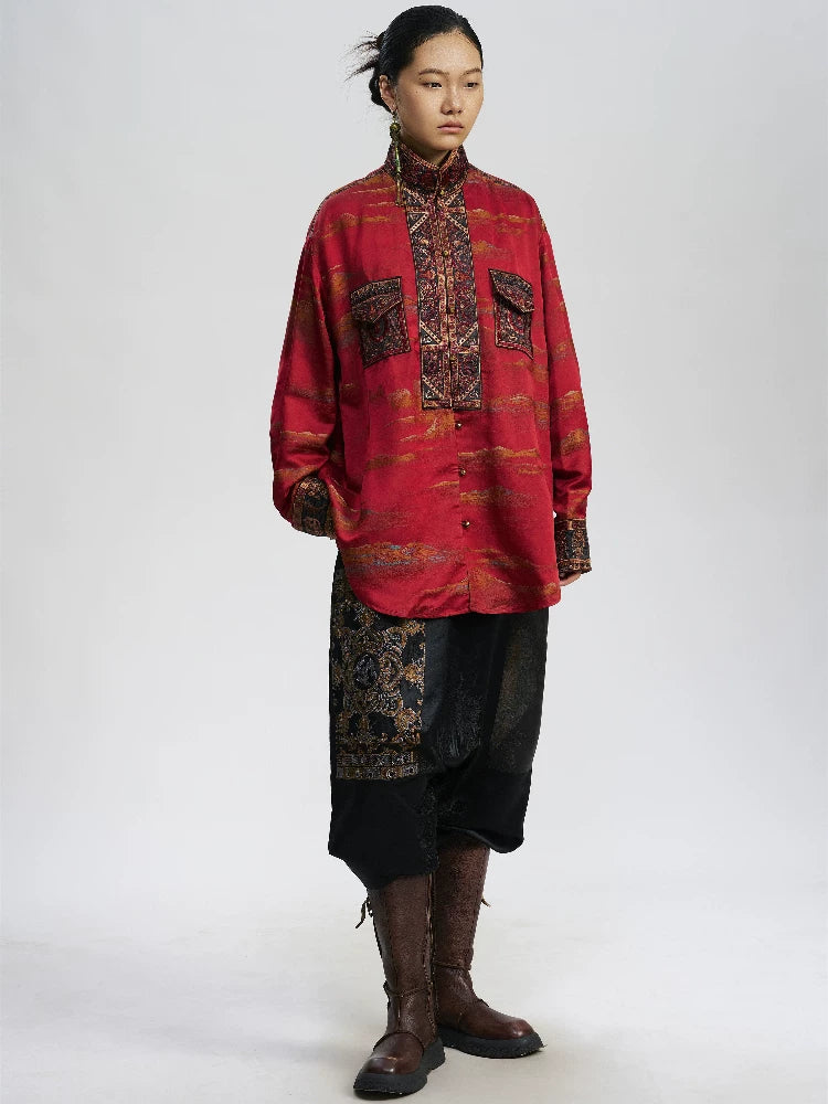 Luxury Dunhuang Brocade Silk Shirt-25ZX8192