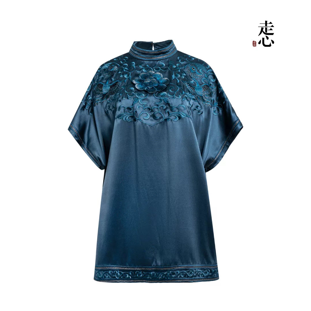 Luxury 60 Momme Silk Phoenix Top- 26ZCS6670