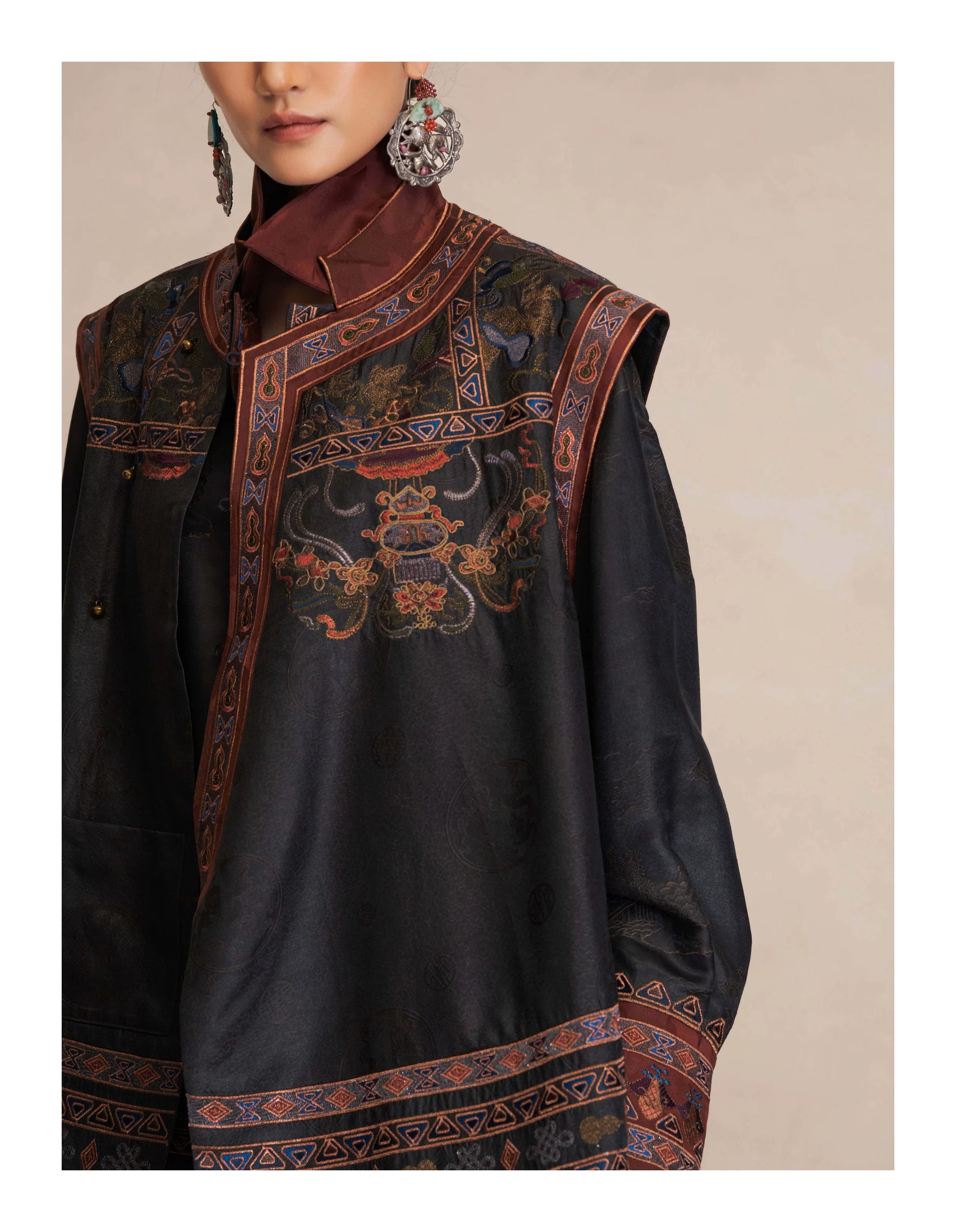 Luxury Silk Brocade Vest Ode to Fortune-25Z279M