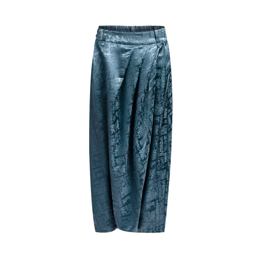 Luxury Four Beasts Pleated Silk Trousers-26Y15201M