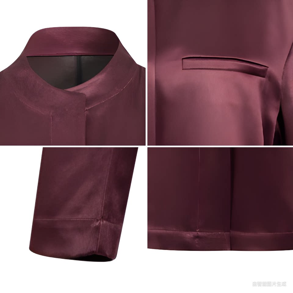 Luxury Carmine Heavy Silk Mandarin Jacket-25Z26419059